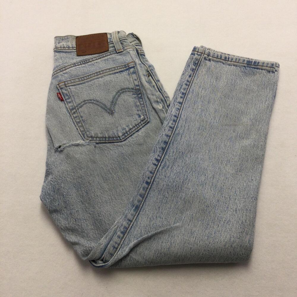 Levis 501 Jeans Womens 24 Blue Light Wash High Rise Straight Leg Denim Waterless